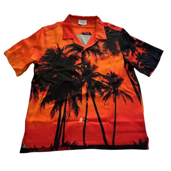 Blue Sky Inn Palm Tree Shirt in Orange Black - Picture 1 of 4